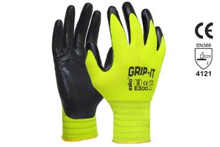 GRIP-IT' Black nitrile palm coating with Hi-vis nylon liner, Size 12 - Esko
