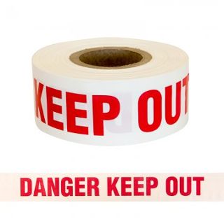 Tape "DANGER KEEP OUT" Red on White, 75mm x 250m - Esko