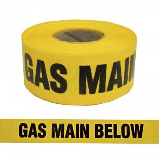 Tape "CAUTION BURIED GAS MAIN" Black on Yellow, 75mm x 250m - Esko