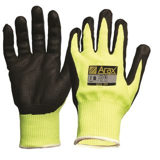 ARAX® Gold, Nitrile Sand Dip on Hi-Vis Yellow Liner, Size 10 - Paramount
