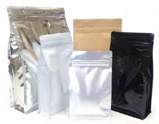 Flat Bottom with Zipper Food Pouch 500g Black Shiny 150x80x255mm Carton 500