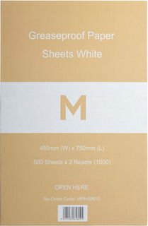 Greaseproof Paper Sheets Large - White, 480mm x 750mm, 40gsm Carton 1000  - Matthews