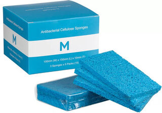 Antibacterial Cellulose Sponges - Blue, 100mm x 150mm x 10mm, Pack 15 - Matthews