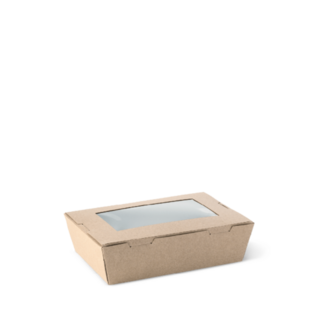 Extra Small Window Lunch Box (400ml) Brown 120 x 88 x 37   - Detpak