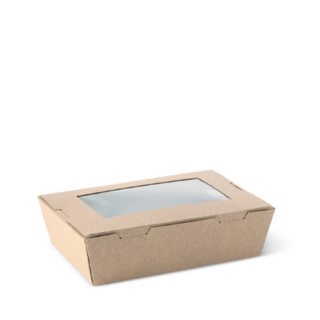 Medium Window Lunch Box (1100ml) Brown 180 x 120 x 50   - Detpak
