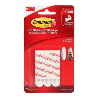 Command Refill Strips 17021P Medium White, Pack of 9