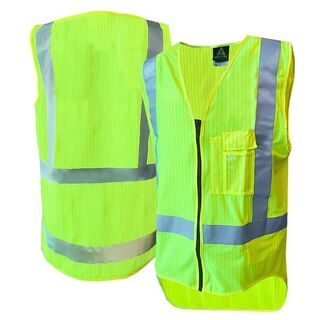 Hi-Vis Vest, Zip, D/N, Flame Ret, Yellow-Size L