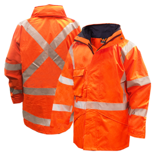 Hi Vis-Rain Jacket ,Flame Retardant, Orange Ttmc-Size 8Xl