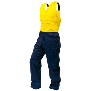 Overall Action Bib, 300Gsm Cotton, Yellow/Navy, Do-Size 3