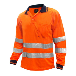 Polo Shirt, Ls, Orange, Tape Au Style-Size L