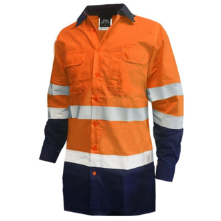 150Gsm Cotton Ripstop Shirt, Ls, Orange Blue, Dn-Size 4Xl